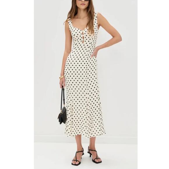 REFORMATION Portofino Laine Polka Dot Dress Size 2 - Picture 1 of 12